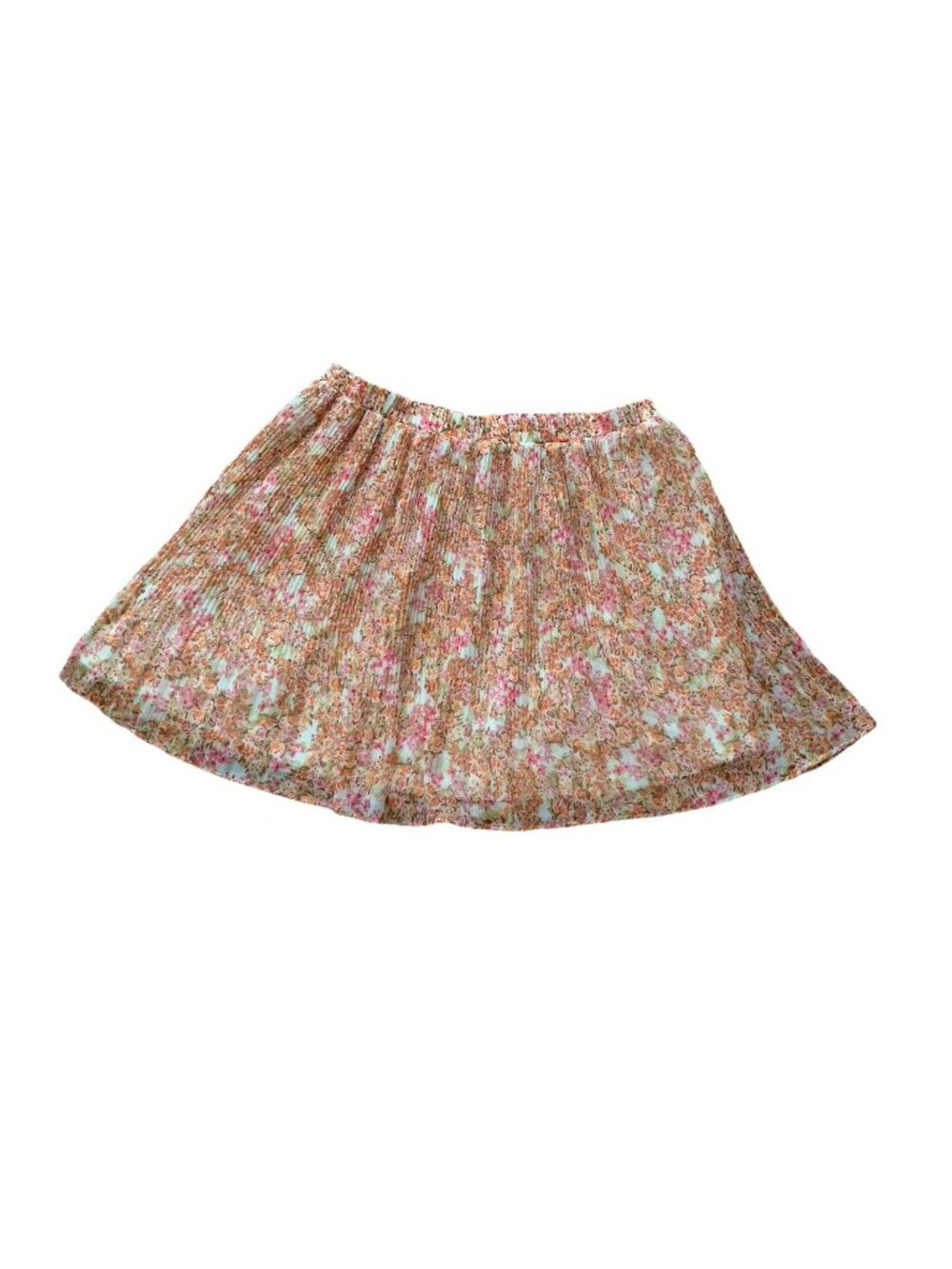 Lulu's Women's Large Multicolor Pleated Floral Lined Pull On Mini Skirt